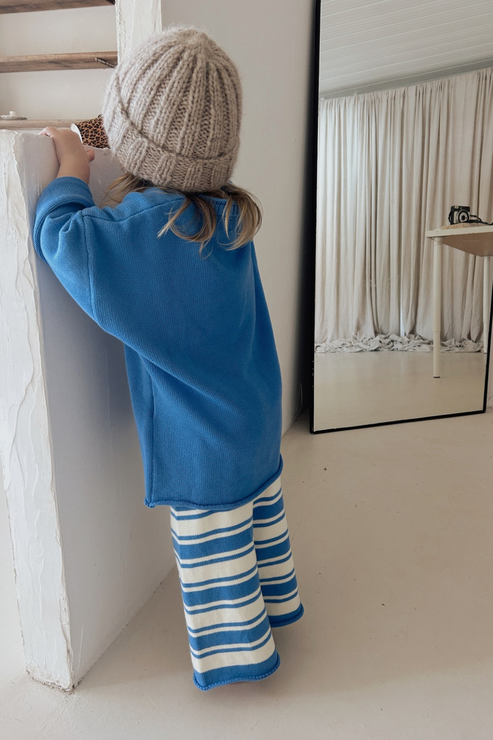 Rolly Stripe Knit Pants | Blueberry