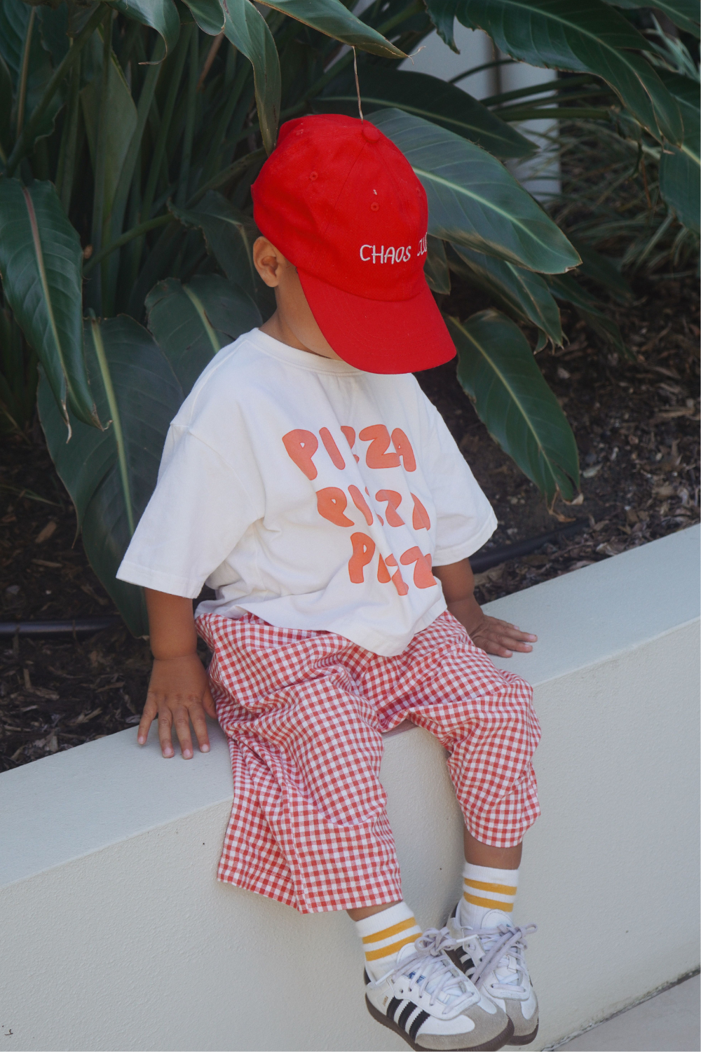 kids cotton red gingham pants