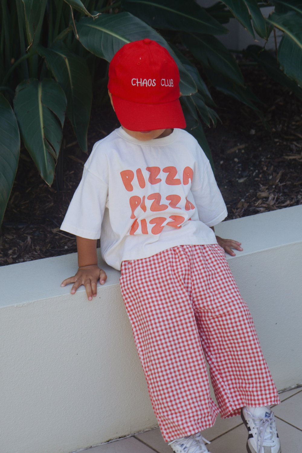 kids cotton red gingham pants