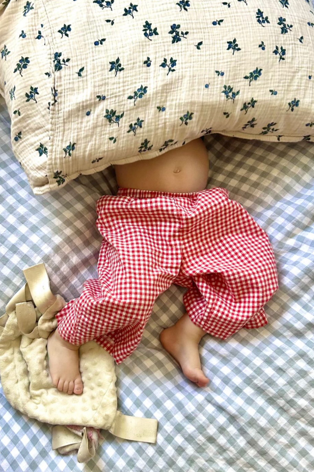 kids cotton red gingham pants