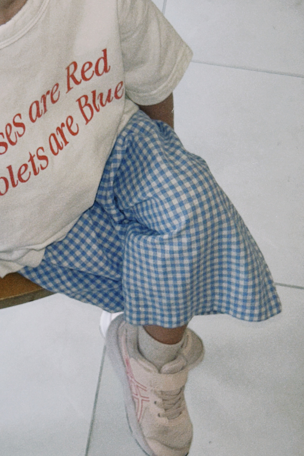 Kids cotton gingham pants - cornflower blue