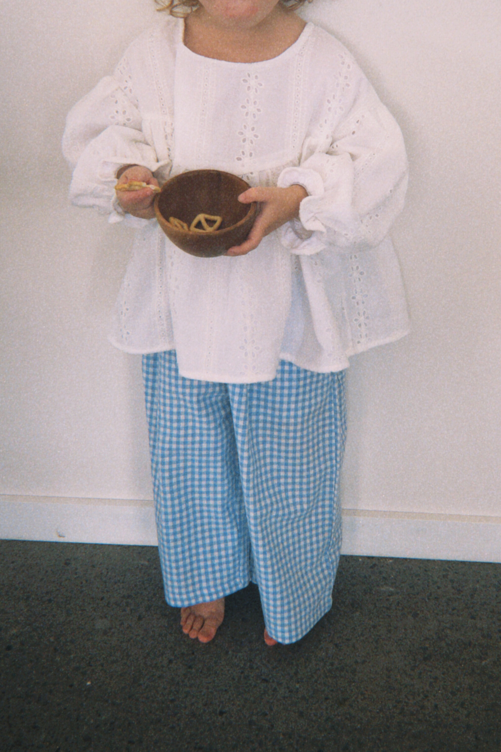 Kids cotton gingham pants - cornflower blue