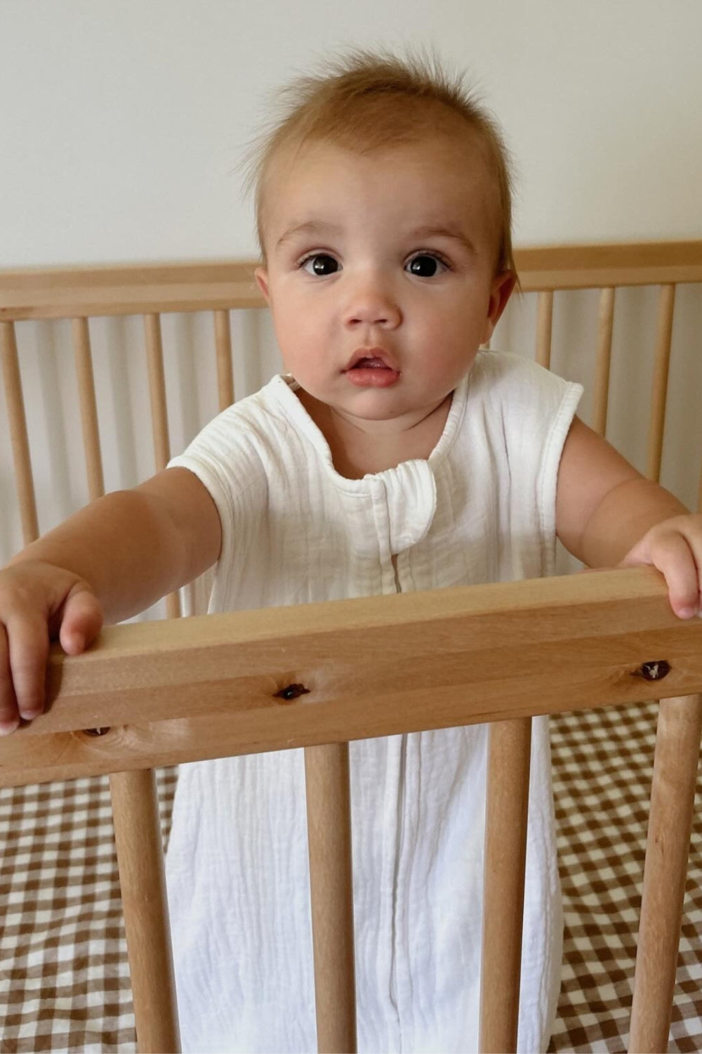 Organic Cotton Muslin Baby sleeping bag - white