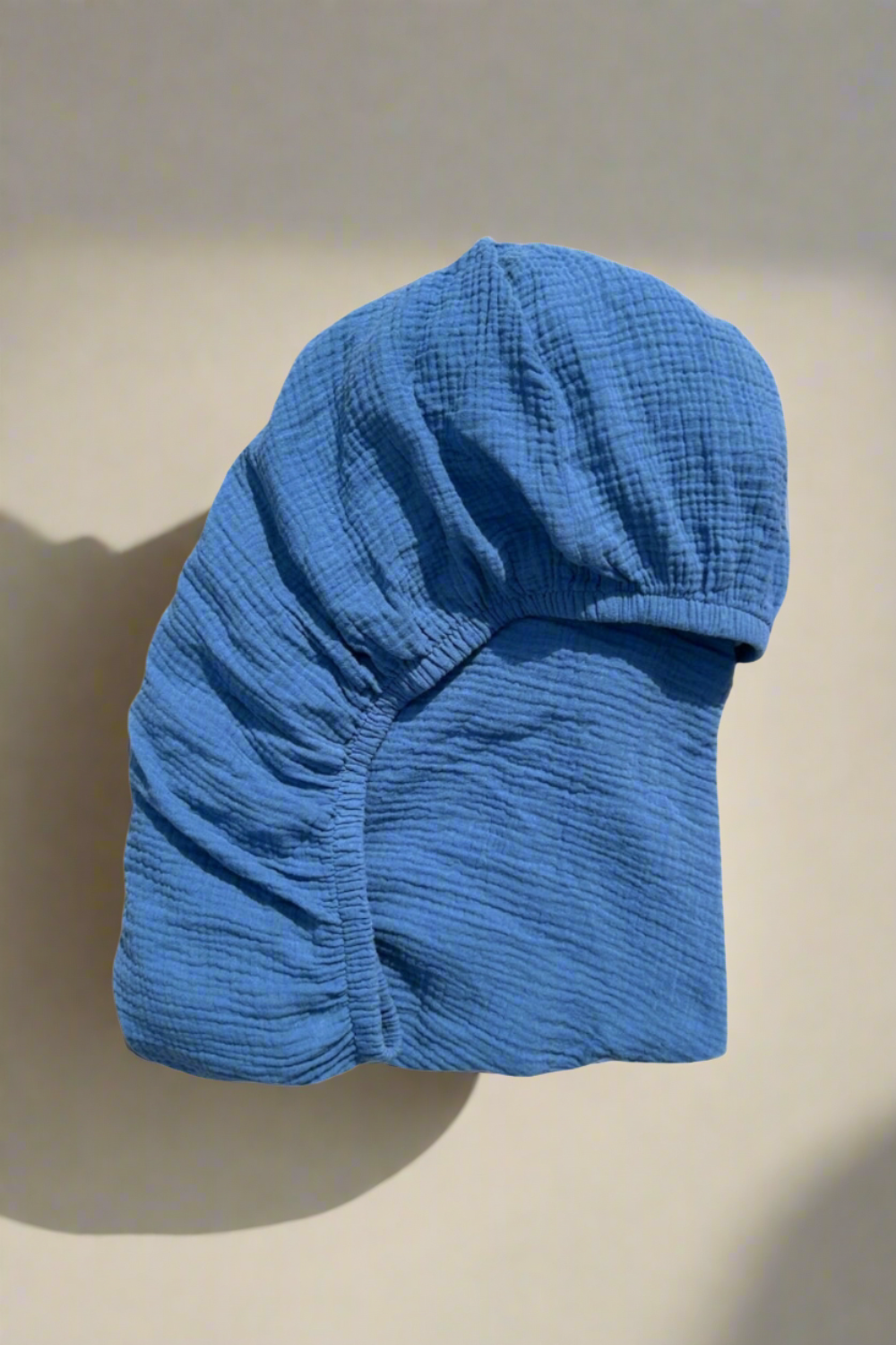 Crinkle Muslin Cot Sheet - Sea Blue