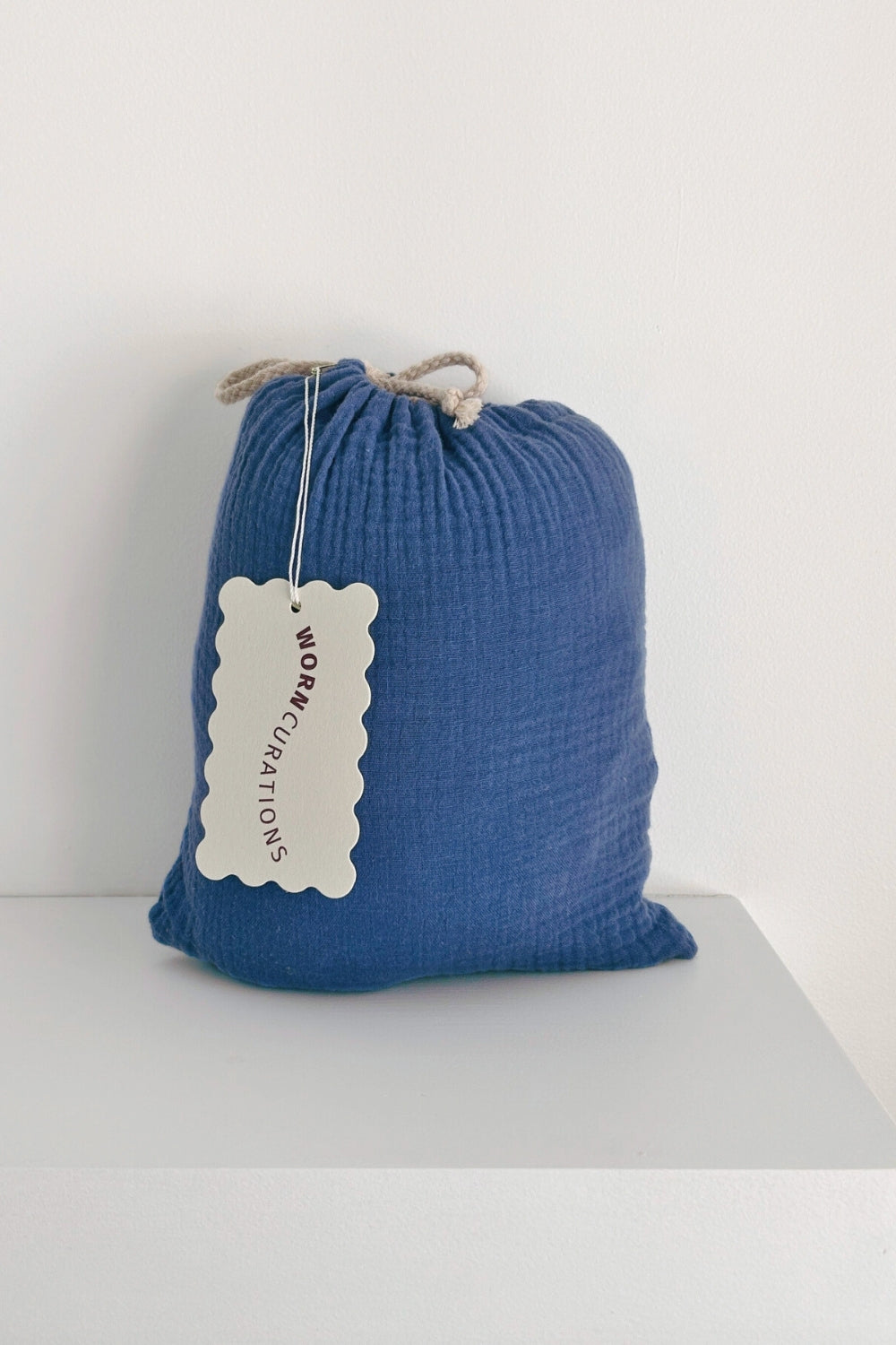 Crinkle Muslin Cot Sheet - Sea Blue