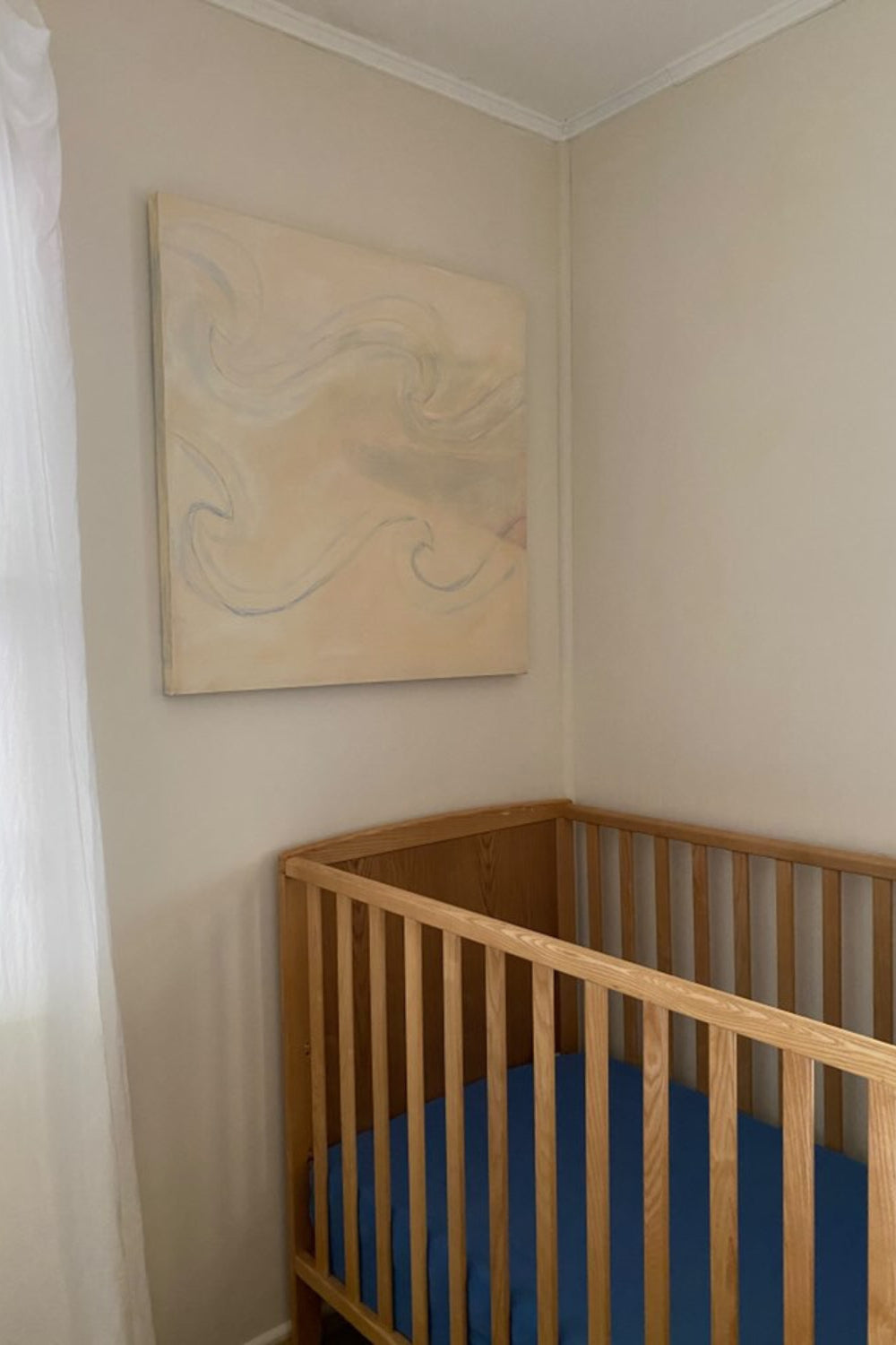 Crinkle Muslin Cot Sheet - Sea Blue