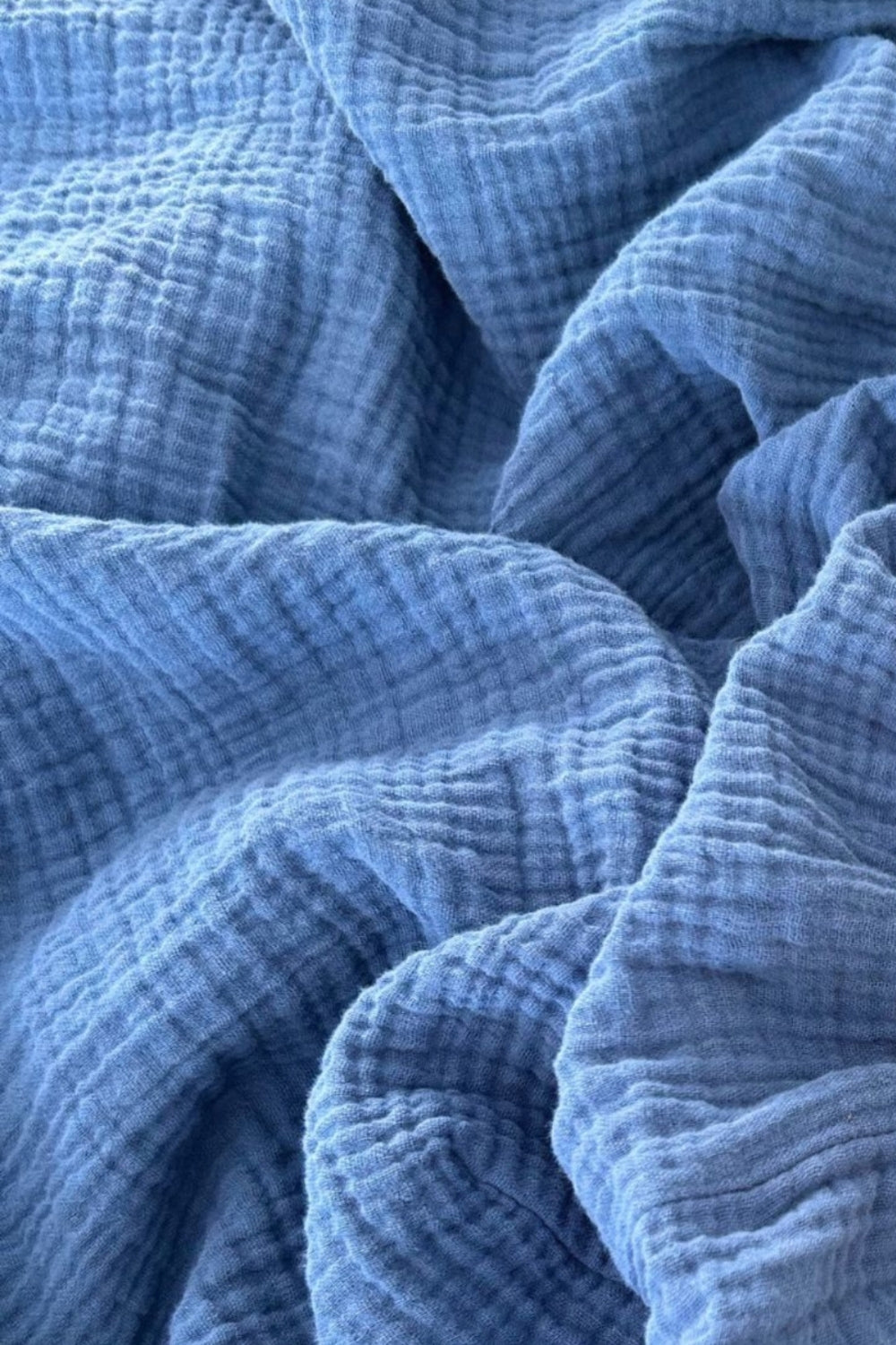Organic Cotton Muslin Fitted Cot Sheet - Blue