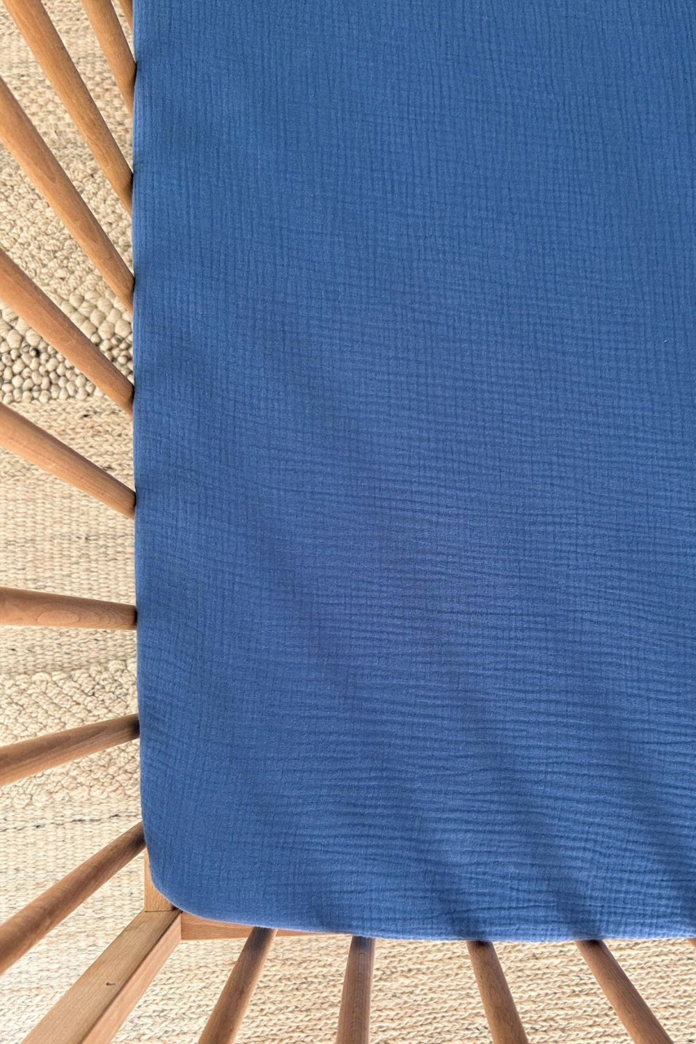Organic Cotton Muslin Fitted Cot Sheet - Blue
