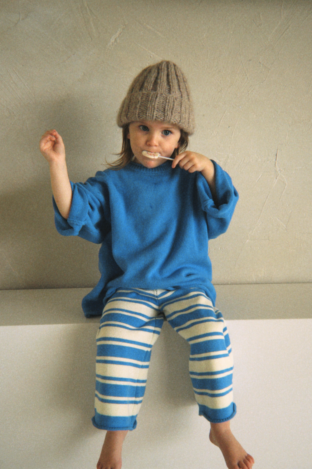 Rolly Stripe Knit Pants | Blueberry