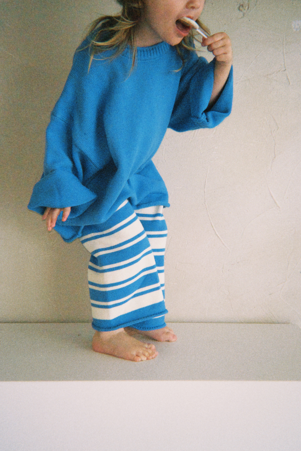 Rolly Stripe Knit Pants | Blueberry