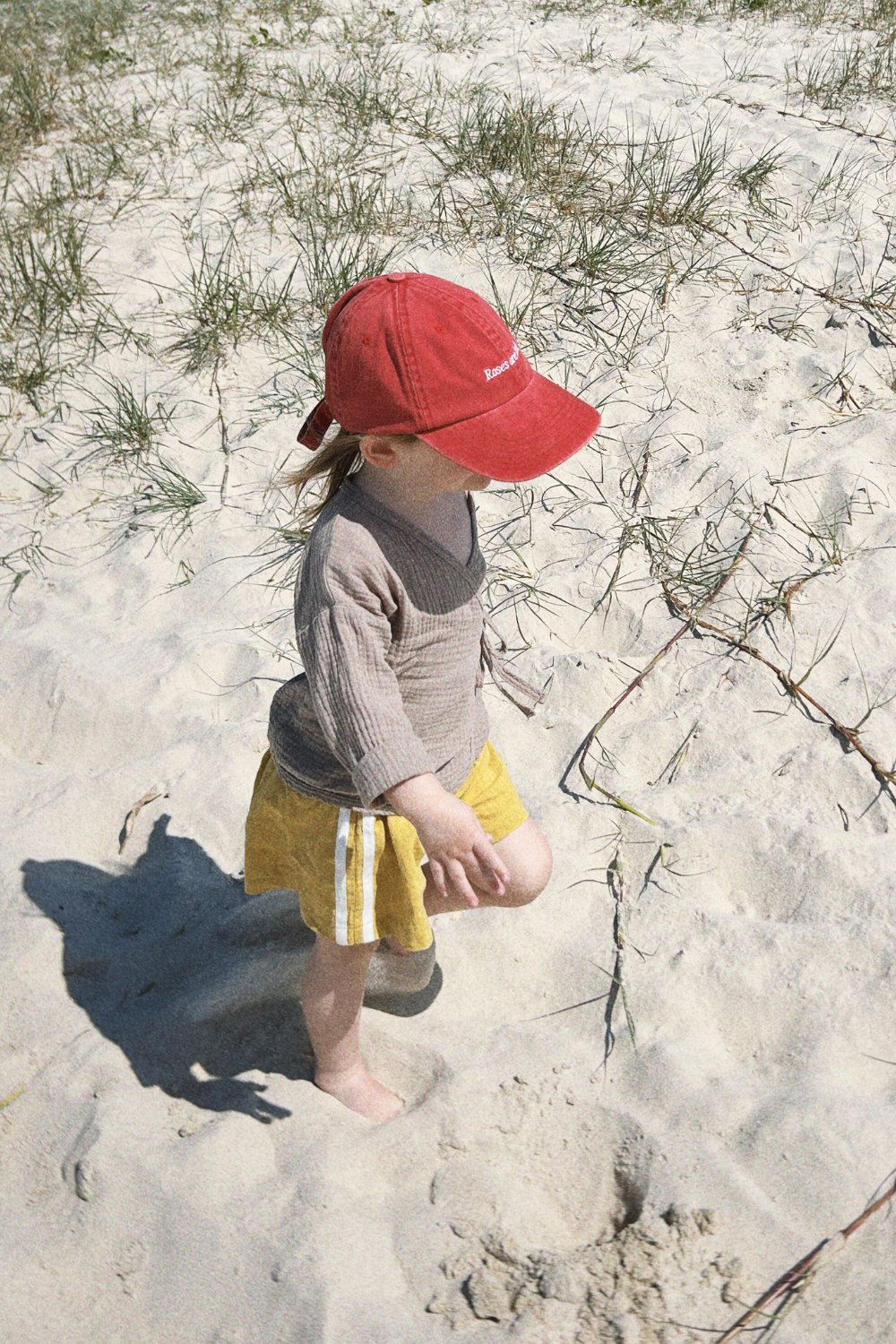 Kids Textured Cotton Racer Shorts - citrus yellow