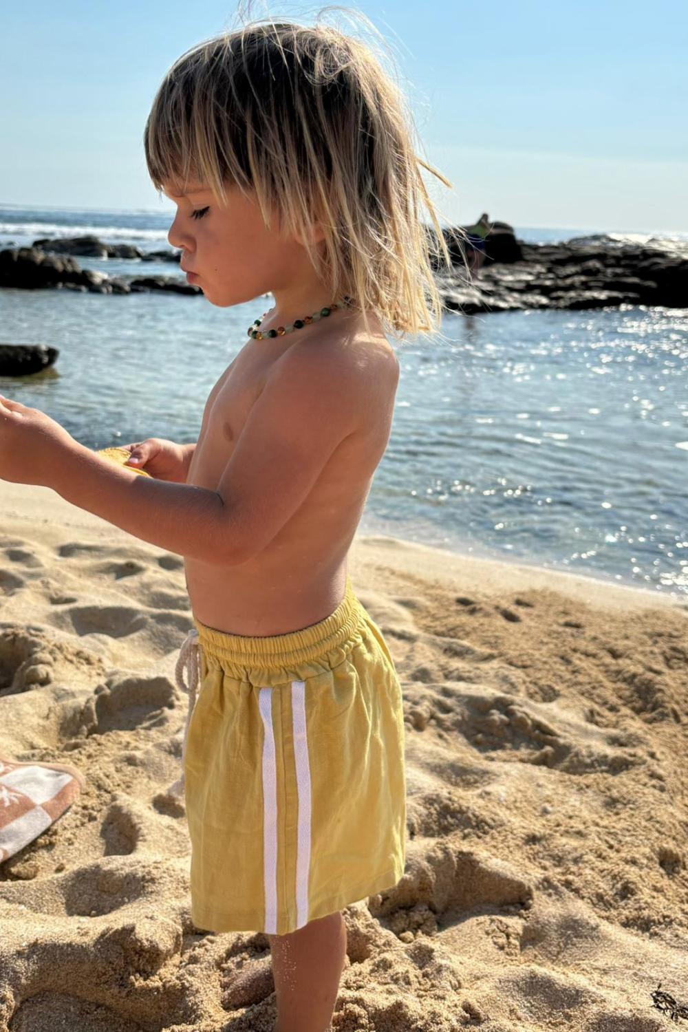 kids yellow racer shorts