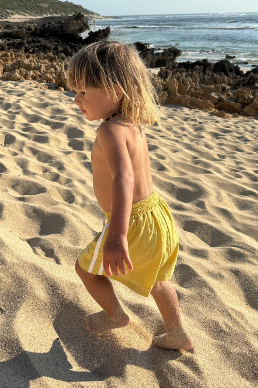 kids yellow racer shorts