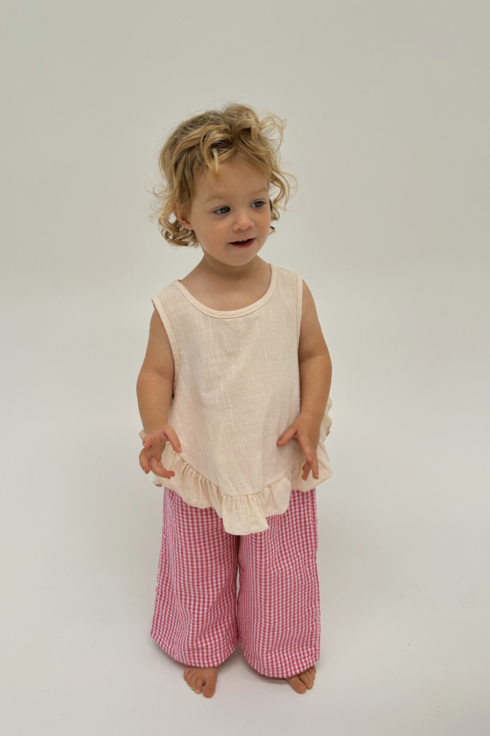 Kids Textured Cotton Ruffle Top_Vanilla Cream