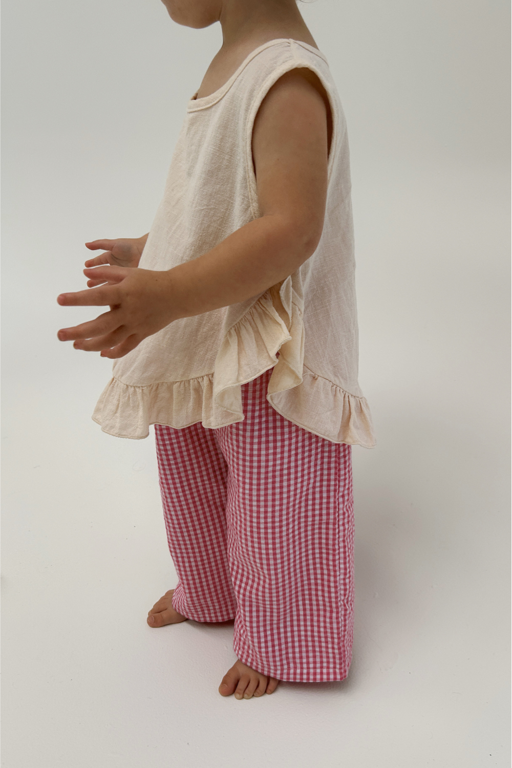 Kids Textured Cotton Ruffle Top_Vanilla Cream