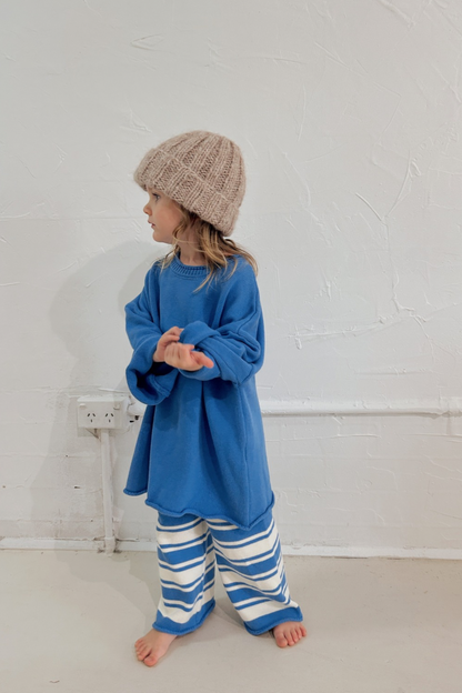 Rolly Stripe Knit Pants | Blueberry