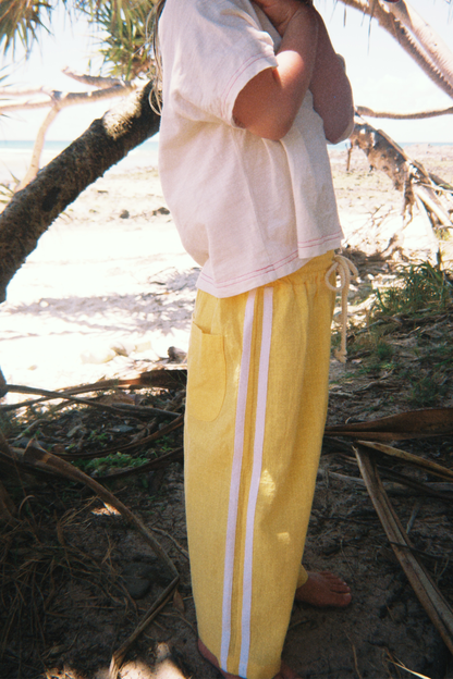 Textured Cotton Racer Pants | Golden