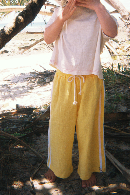 Textured Cotton Racer Pants | Golden