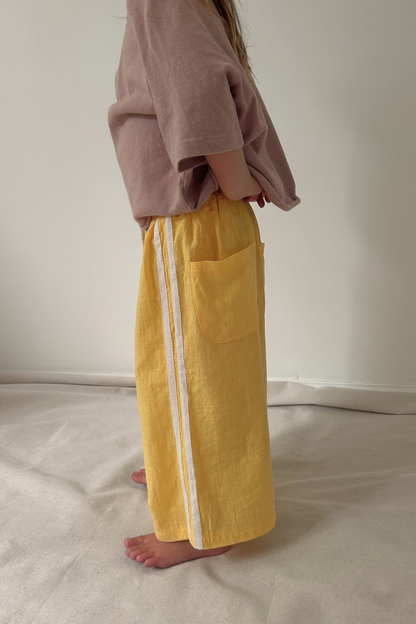 Textured Cotton Racer Pants | Golden