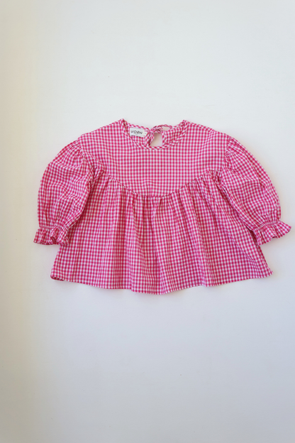 Bloom Blouse | Raspberry Gingham