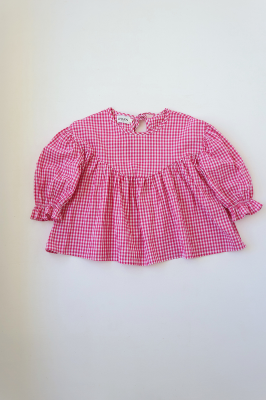 Bloom Blouse | Raspberry Gingham