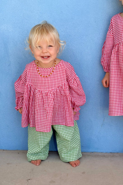 Bloom Blouse | Raspberry Gingham