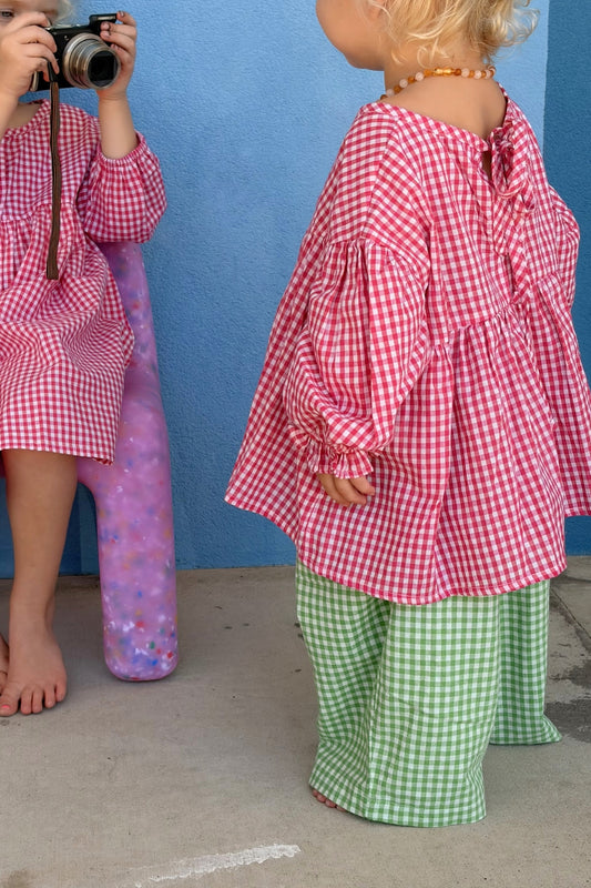 Bloom Blouse | Raspberry Gingham