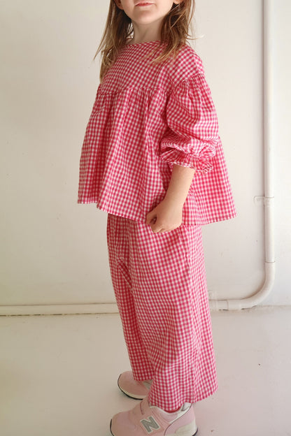 Bloom Blouse | Raspberry Gingham