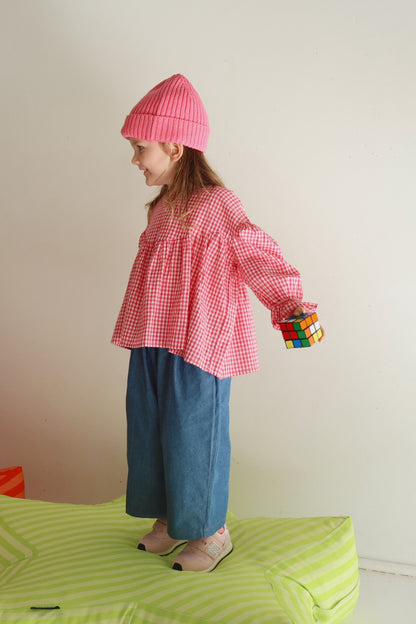 Bloom Blouse | Raspberry Gingham