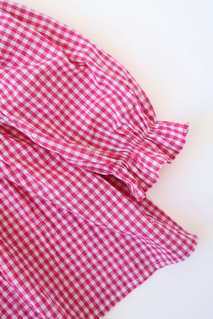 Bloom Blouse | Raspberry Gingham