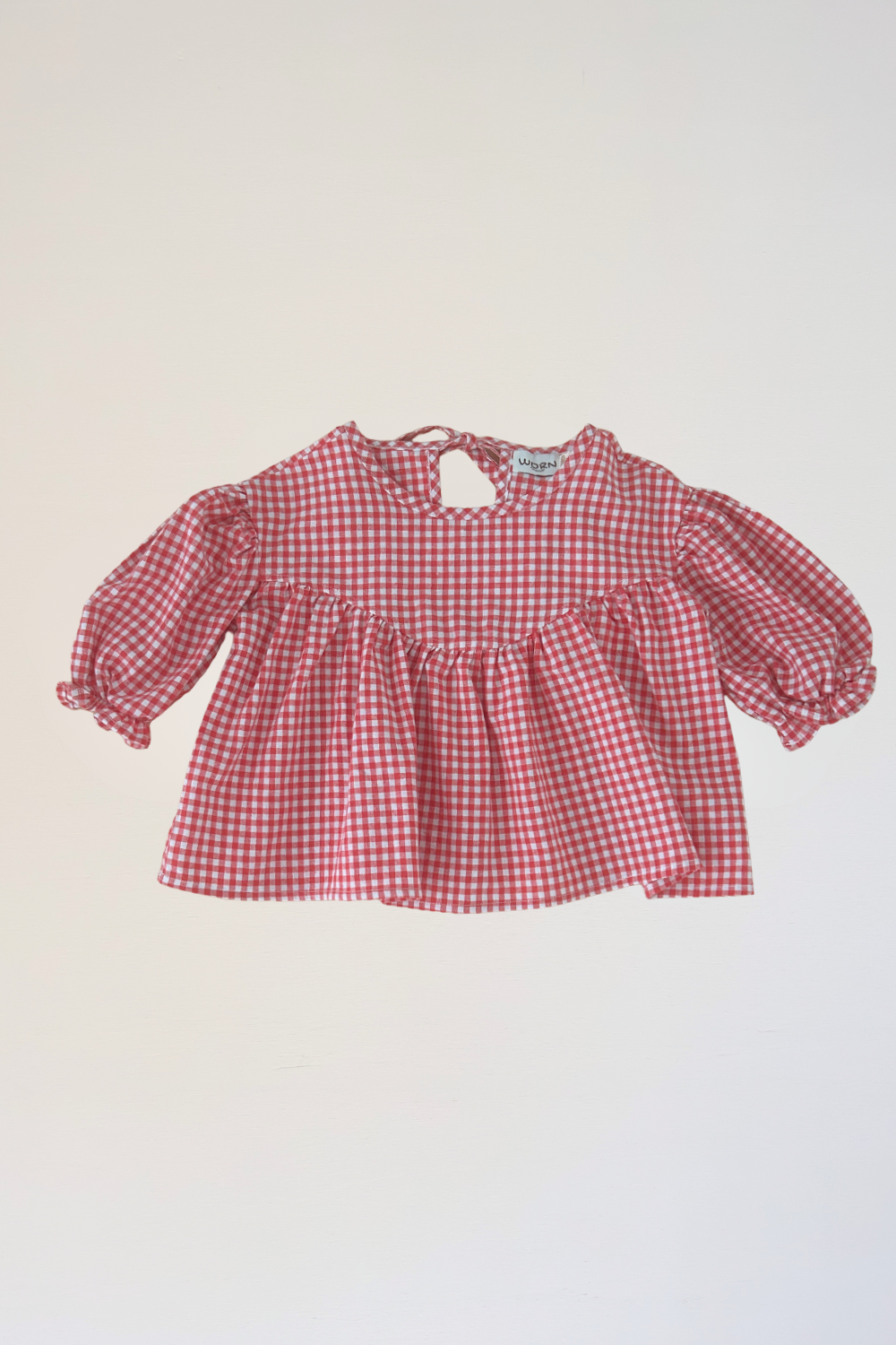 Girls cotton red gingham blouse