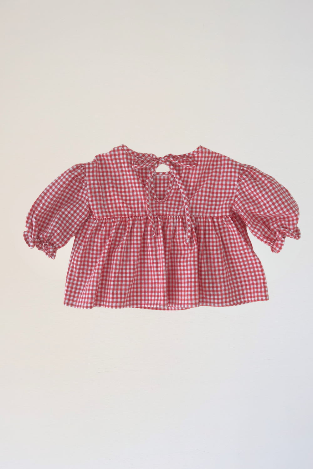 Girls cotton red gingham blouse