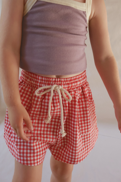 Checky Pocket Shorts | Chilli