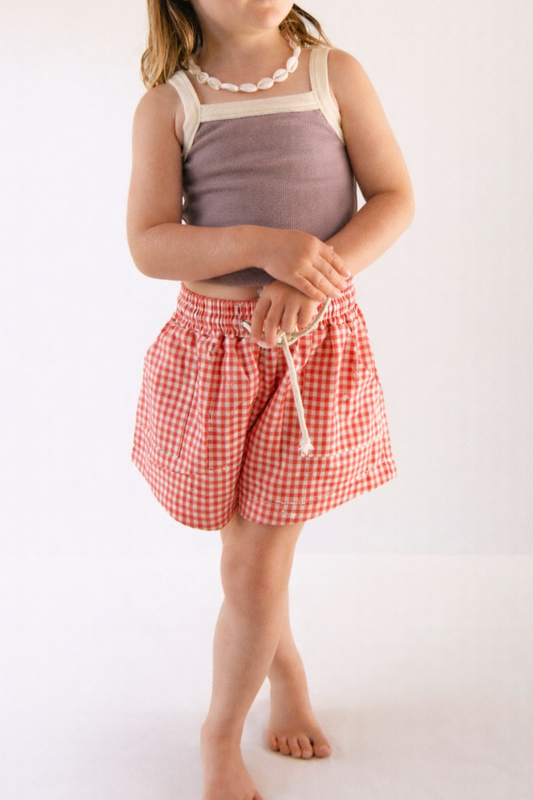 Checky Pocket Shorts | Chilli