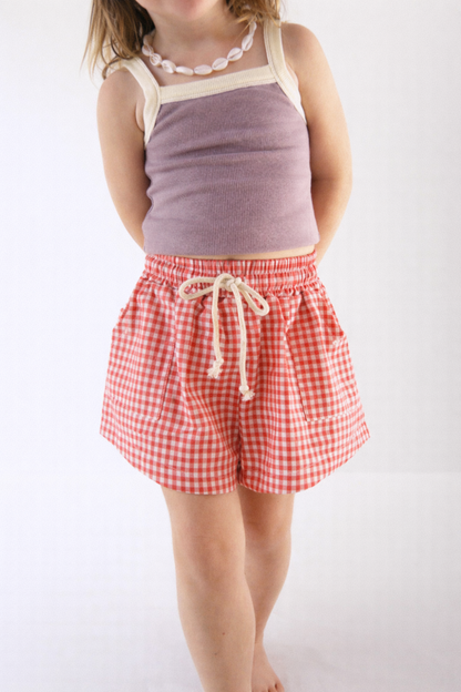 Checky Pocket Shorts | Chilli