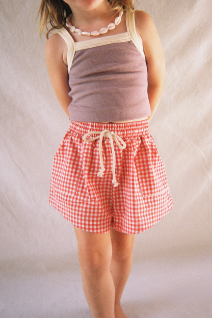 Checky Pocket Shorts | Chilli
