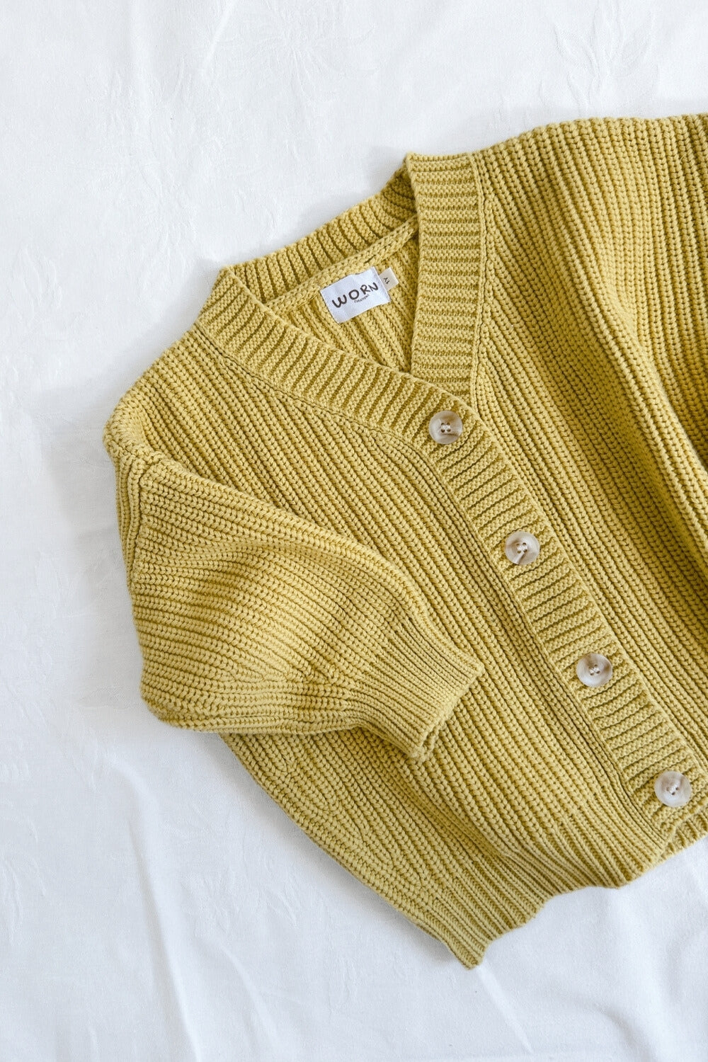 Childrens Cotton Chunky Knit Oversized Cardigan - Yellow