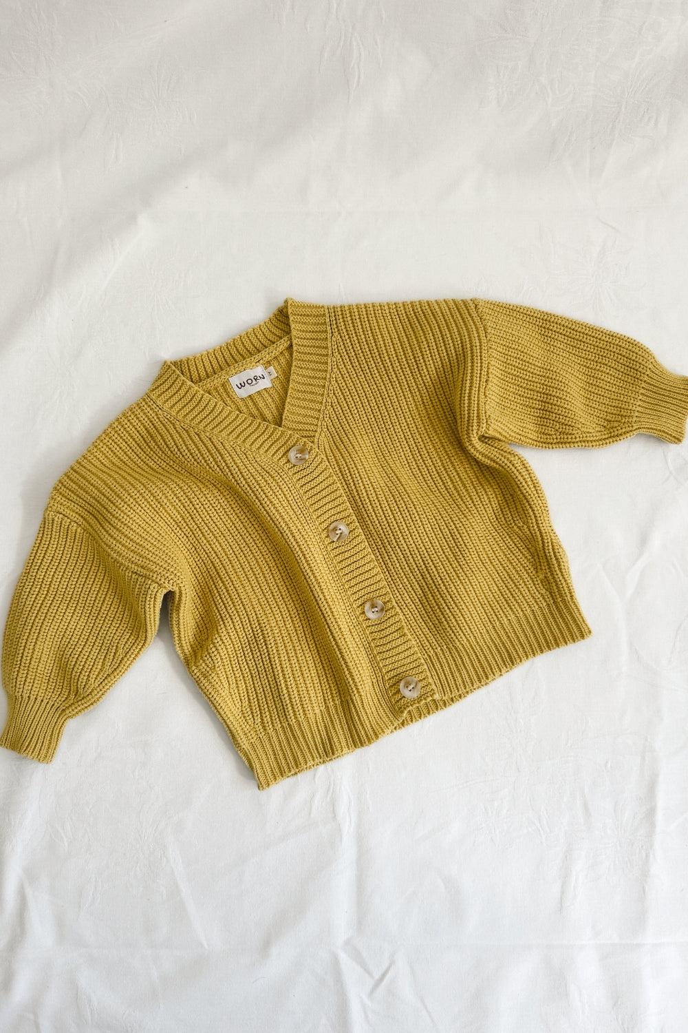 Childrens Cotton Chunky Knit Oversized Cardigan - Yellow