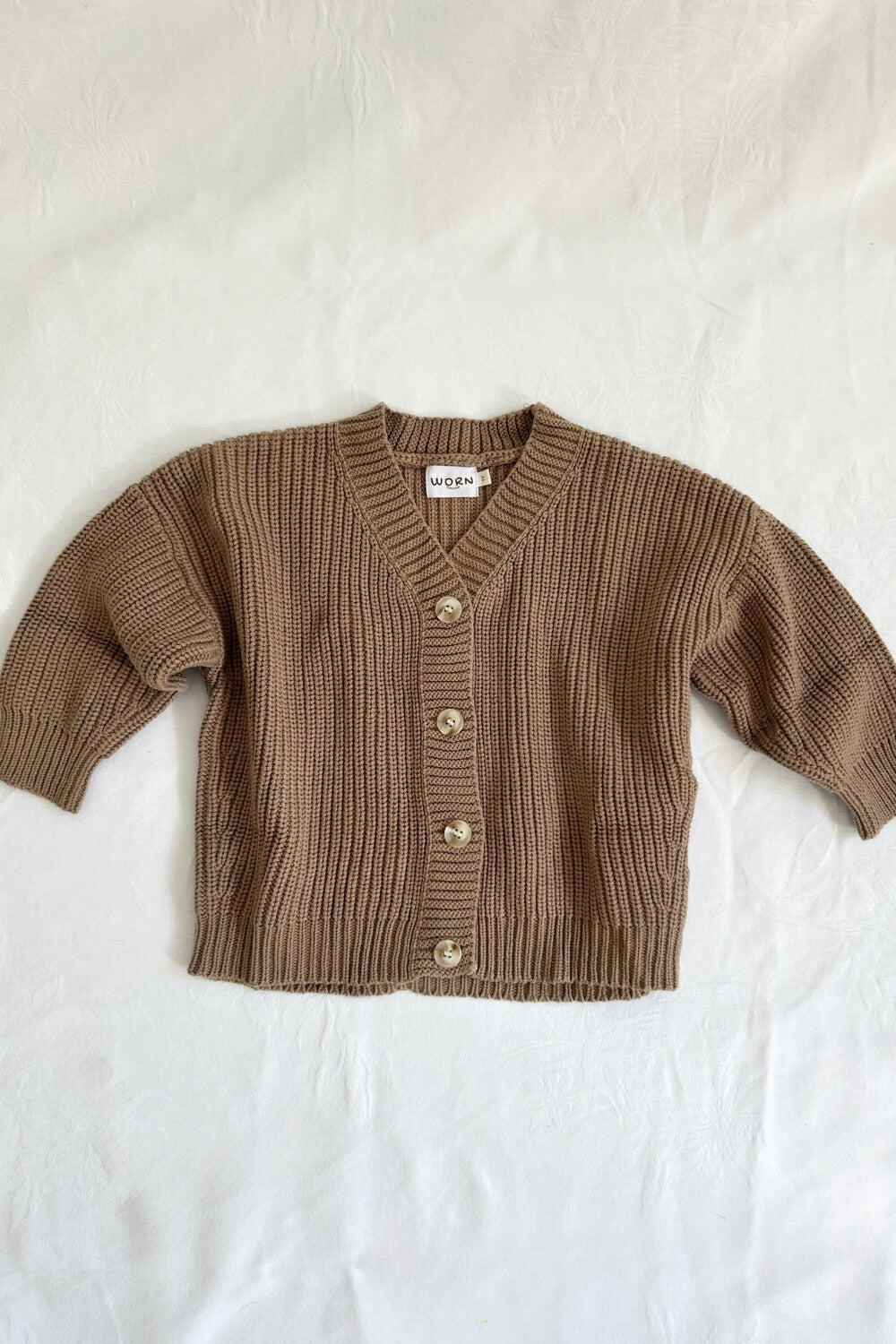 Kids Cotton Chunky Knit Oversized Cardigan - coconut Brown