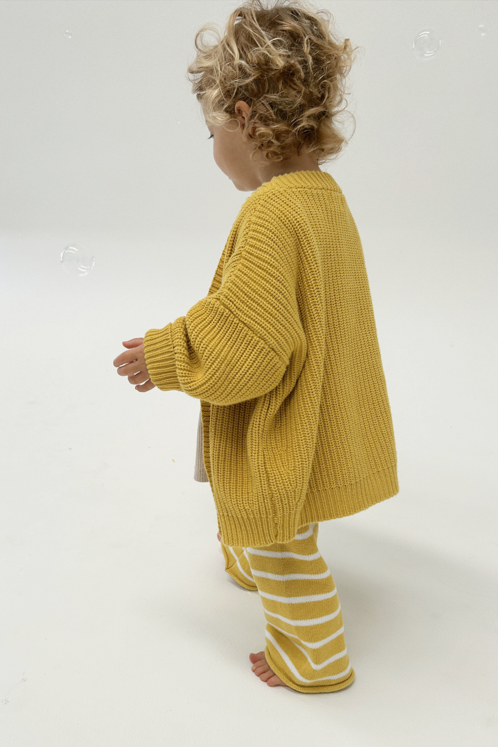 Kids Cotton Chunky Knit Oversized Cardigan - banana yellow