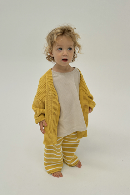 Kids Cotton Chunky Knit Oversized Cardigan - banana yellow