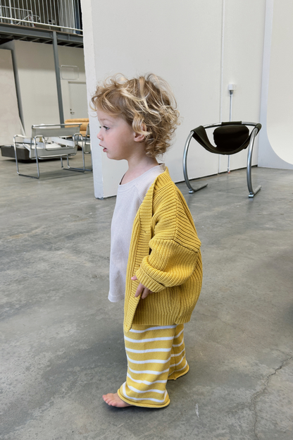 Kids Cotton Chunky Knit Oversized Cardigan - banana yellow