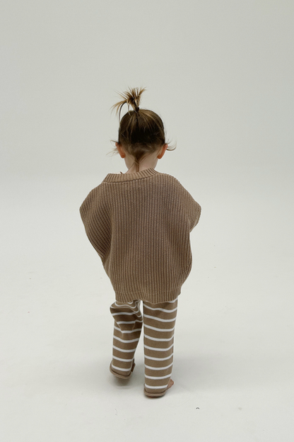 Kids Cotton Chunky Knit Oversized Cardigan - coconut Brown