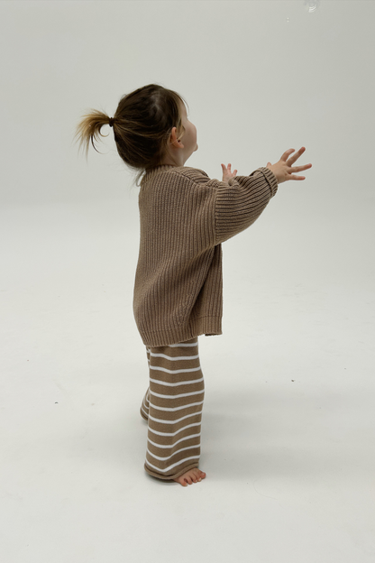 Kids Cotton Chunky Knit Oversized Cardigan - coconut Brown