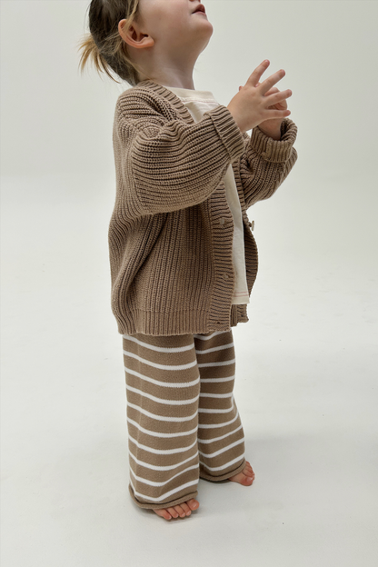 Kids Cotton Chunky Knit Oversized Cardigan - coconut Brown