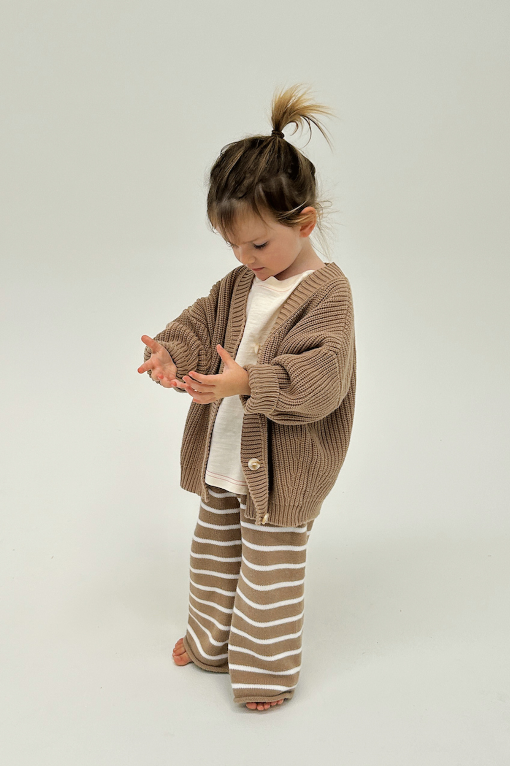 Kids Cotton Chunky Knit Oversized Cardigan - coconut Brown