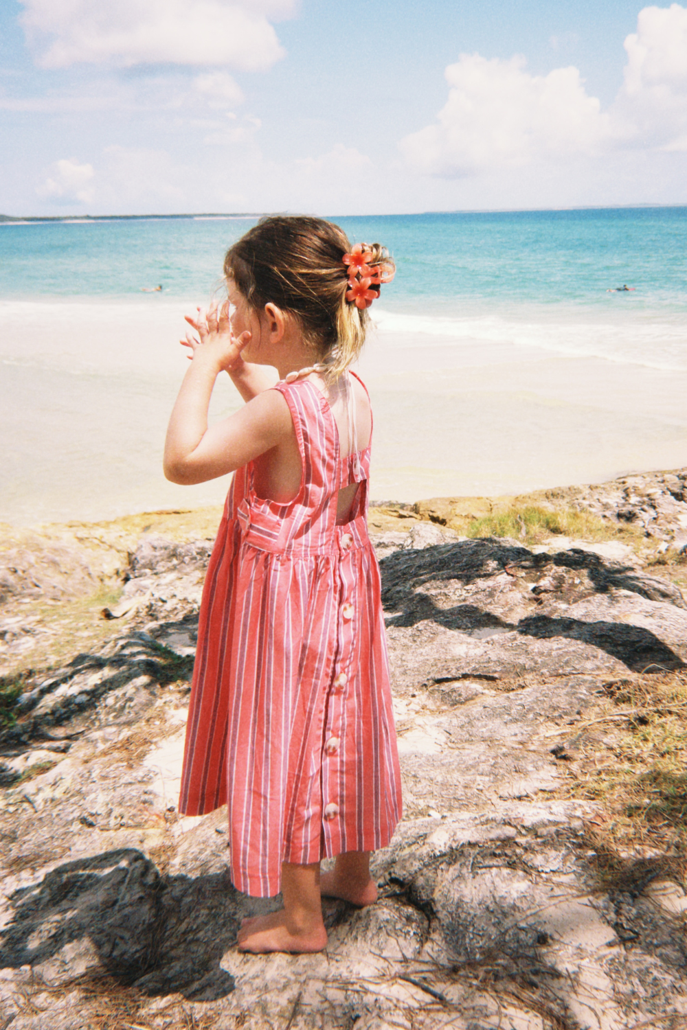 Holiday Midi Dress | Peach Stripe