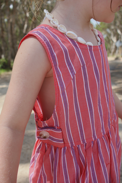 Holiday Midi Dress | Peach Stripe