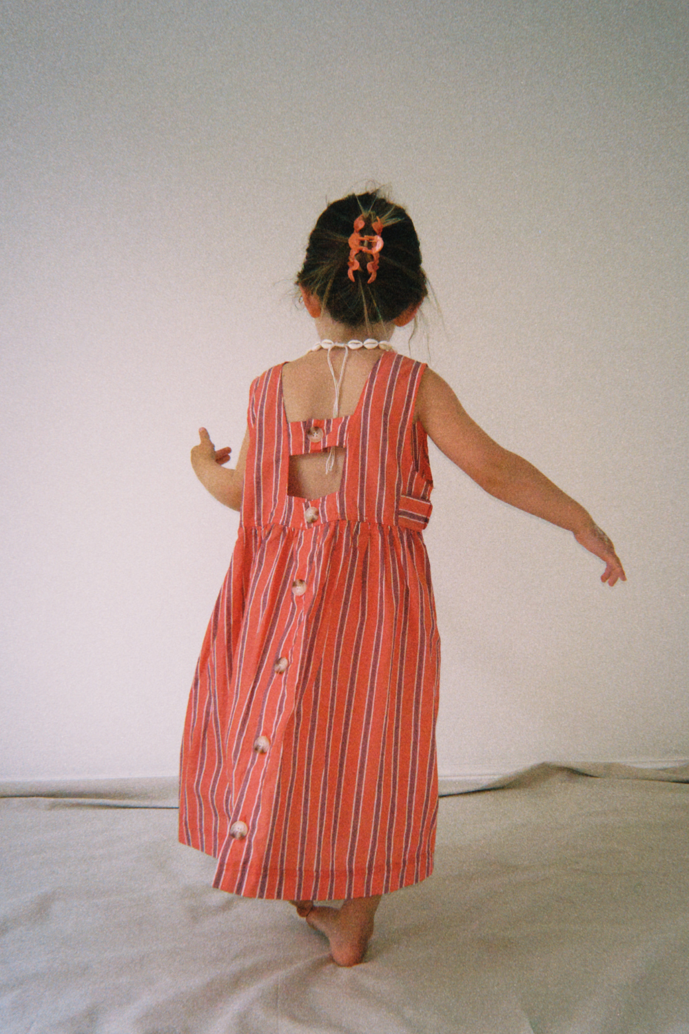 Holiday Midi Dress | Peach Stripe