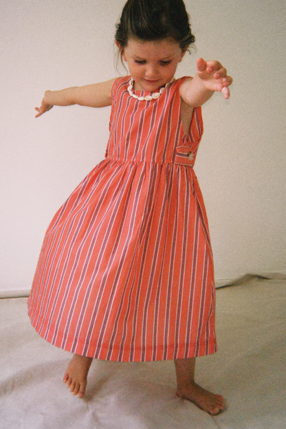 Holiday Midi Dress | Peach Stripe